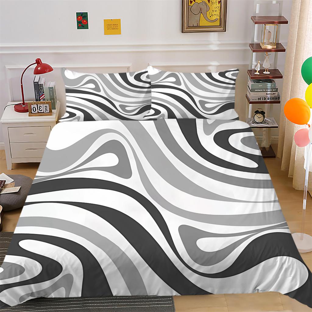 Set Biancheria da Letto Copripiumino a Righe Federa Tessili per la Casa Set Copripiumino Set Copripiumino