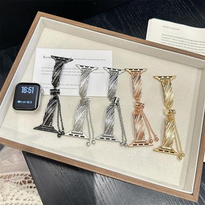 Átlósan szálcsiszolt fém karkötőpánt Luxus csuklópánt Apple Watch 38/40/41/44/45/46/49mm-hez, Kompatibilis az iWatch 11 10 9 8 7 SE Ultra sorozatokkal