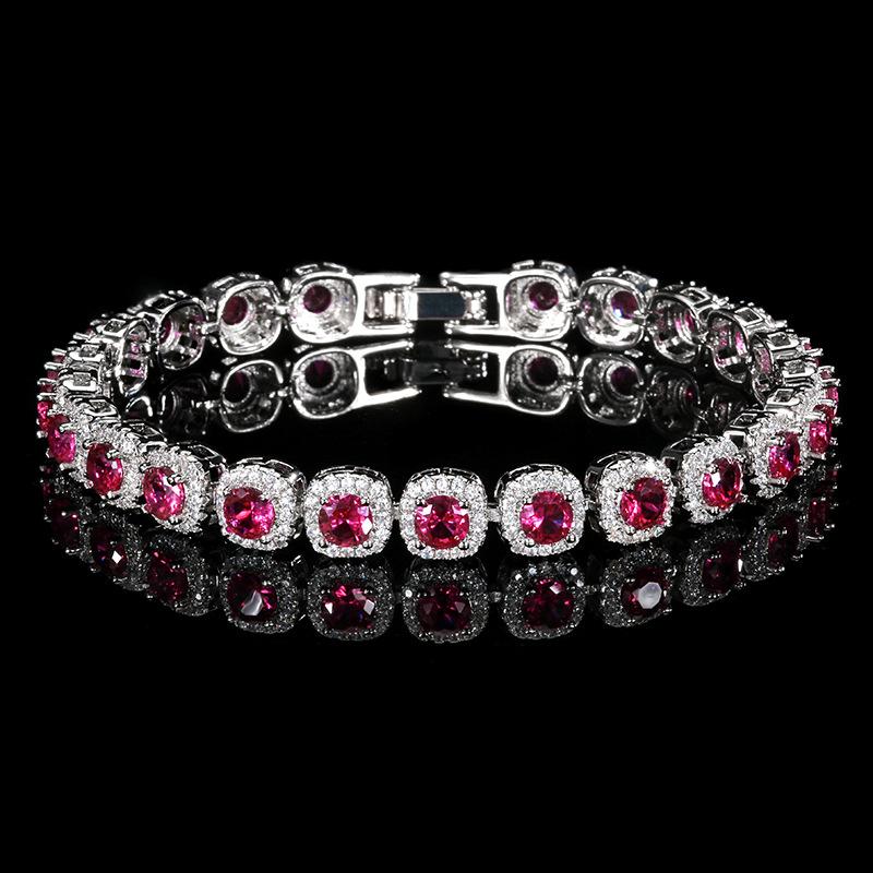 Jewelry European and American Retro Simulation Corundum Light Luxury Full Diamond Bracelet, Handmade Accessories for Women Wholesale, Main Stone 4mm