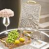 Clear Serving Tray with Handles Multipurpose Fruit Snack Dessert Platter for Home Parties Stackable Decorative Storage Tray Kitchen Organizer