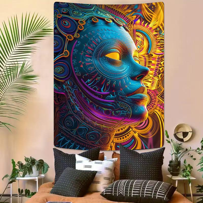 Colorful Totem Mask Digital printing polyester wall tapestry suitable for use in living rooms bedrooms offices bars party
