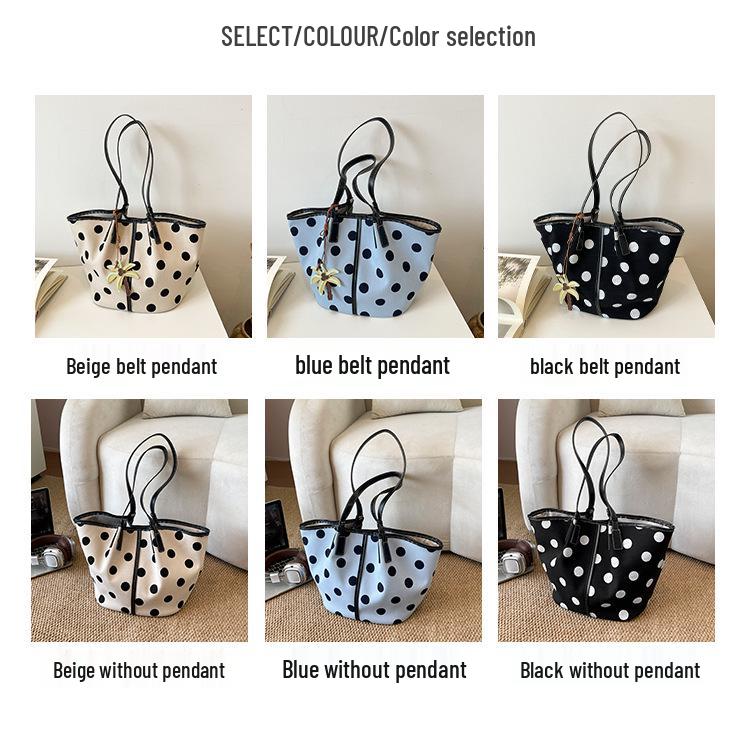 2026 Korean Polka Dot Tote Bag - Large Capacity Versatile Fashion Shoulder Bag for Women.