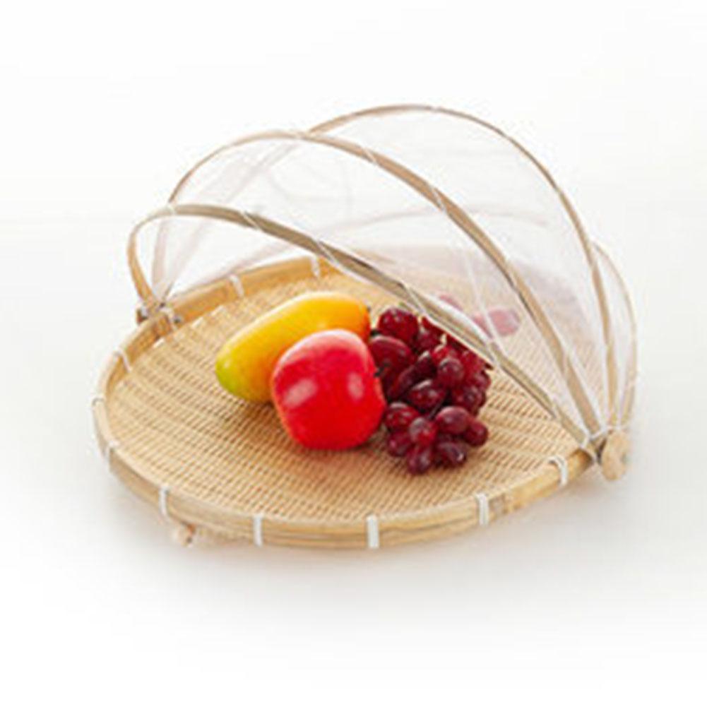 Hand Woven Dustpan Storage Easy To Carry Net Cover Weaving Storage Basket Easy To Carry Food Serving Tent Basket