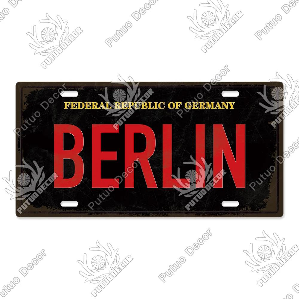 Putuo Decor Stadt Metallschild Plakette Metall Vintage Kennzeichen Blechschild Wanddeko für Man Cave Pub Bar Dekoration