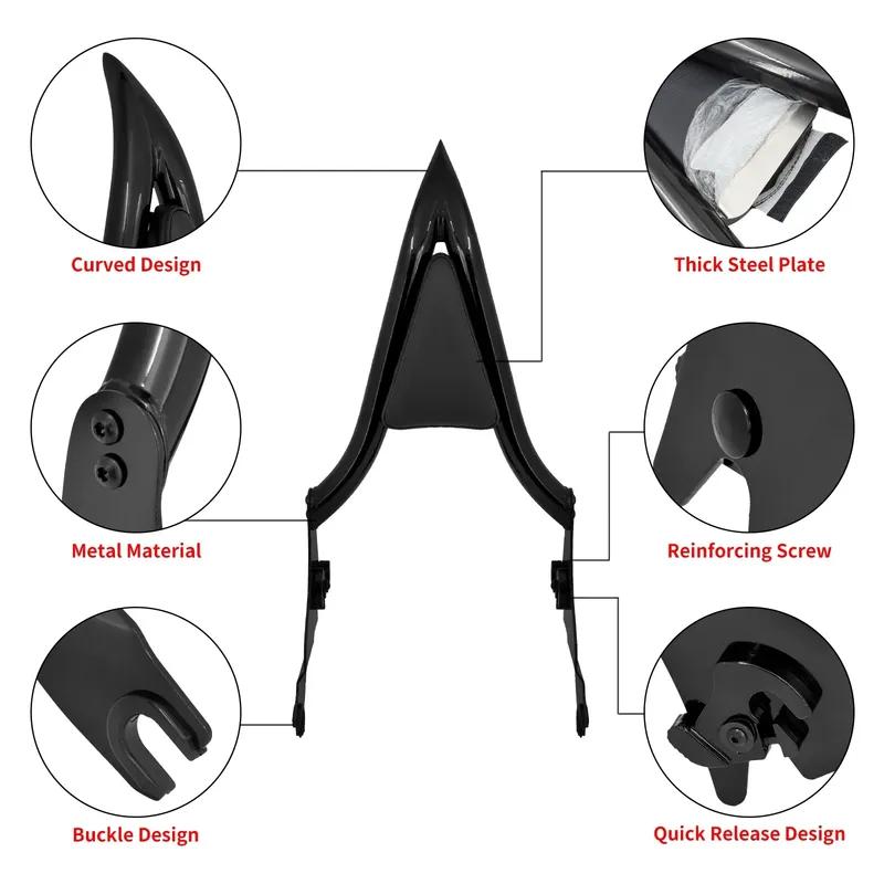 Motorcycle 16'' Detachable Rear Passenger Backrests Sissy Bar Pad For Harley Touring CVO Road King Electra Street Glide 09-2025