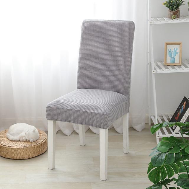 Solid Color Dining Chair Cover Jacquard Spandex Slipcover Protector Stretch Case for Kitchen Chair Seat Hotel Banquet Elastic