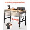 SucceBuy 48-Inch Adjustable Workbench 2000 lbs Load Work Bench with Power Outlet Wheels and Pegboard for Garage Workshop Home