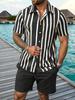 Summer Essential! Men's Short Sleeve Striped Shirt, Casual and Stylish
