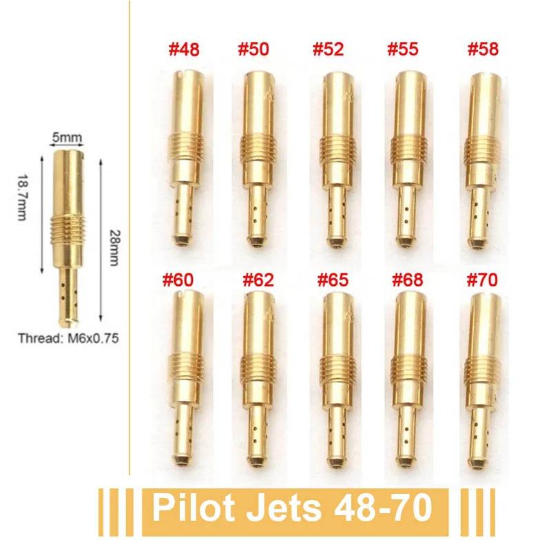 Pack of 10pcs Motorcycle Carburetor Main Jets Slow Pilot Jets M4 M5 6mm Thread for PWK Keihin OKO CVK Carb Set Injector Nozzle