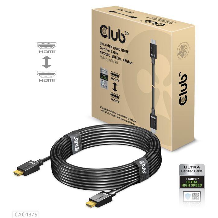 Club 3D CLUB3D câble HDMI 5 m HDMI Type A (Standard) Noir - CAC-1375
