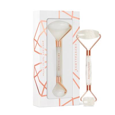 CRYSTALLOVE Facial Roller Made of Clear Quartz - Facial Massager Made of Rock Crystal