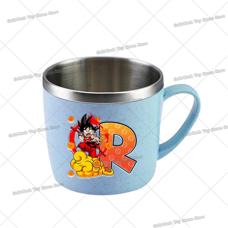 Anime Son Goku Letter Water Mugs Cartoon Dragons Ball Kids Stainless Steel Milk Cup School Home Coffice Drink Mug Boy Girl for Round Sensory