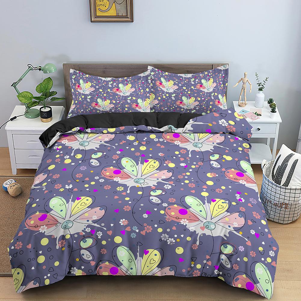 3D Yellow Flower Bedding Set Simple Floral Duvet Cover With 1/2 Pillowcase King Queen Size Quilt Cover Polyester Comfort Cover