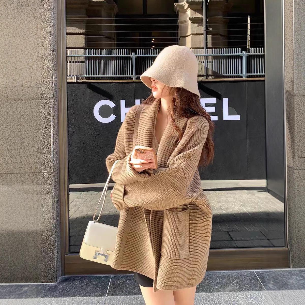 

Жіночий шикарний кардиган вільного в язання - Колекція осінь/зима 2025 One Size хакі