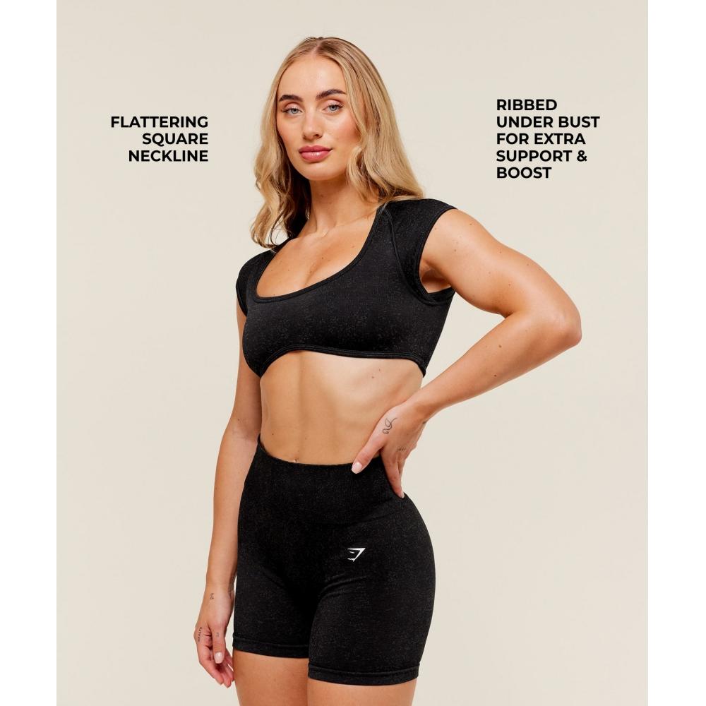 Gymshark Adapt Fleck X Whitney Short Sleeve Crop Top Black B4c3a Bbdg