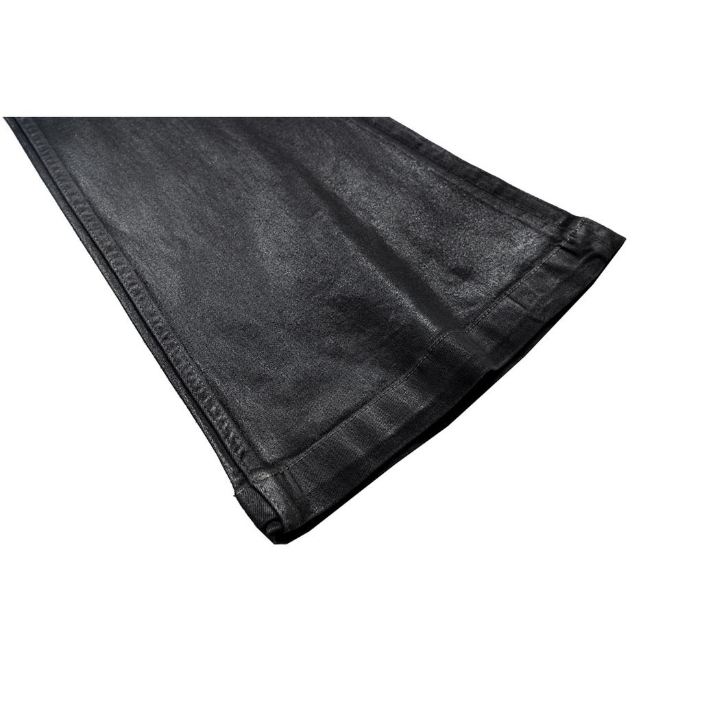 RogueWave Streetwear Schwarze Wachsleder Stretch Jeans für Herren Ropa Hombre Baggy Y2k Schlaghosen Übergroße Gerade Denim Hose