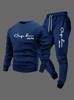 Men's Multi-Color Casual Letter Print Hoodie & Jogger Set - Loose Fit Sportswear