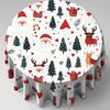Festive Round Table Cover Christmas Dining Cloth Heatproof Decor for Living Room Kitchen Holiday Party