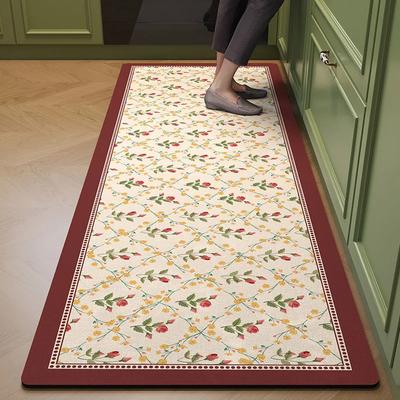 Teppich für Küchenbodenmatte Leder PVC Teppiche Wasserdicht Ölfest Fußmatten Heimdekoration Blumenteppich