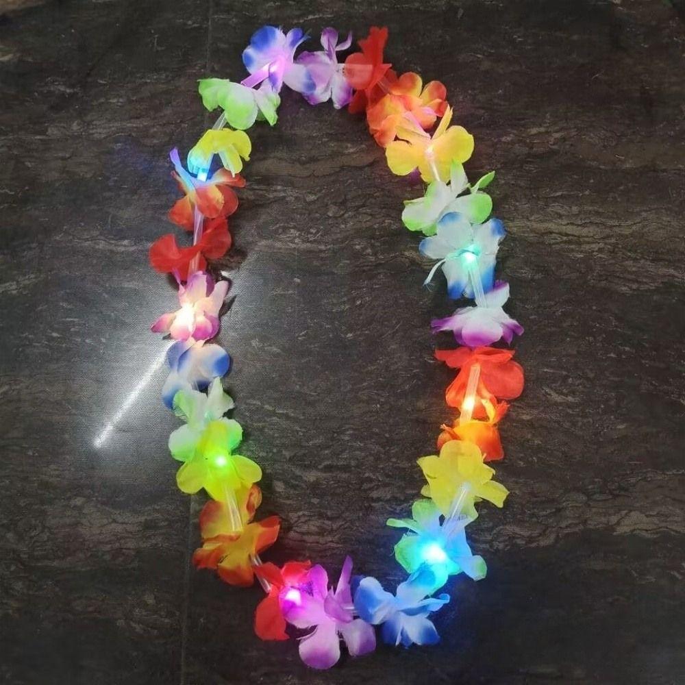 Beach Accessories Flower Wreath Multicolor Light Up Lei Hawai Floral Garland Party Supplies