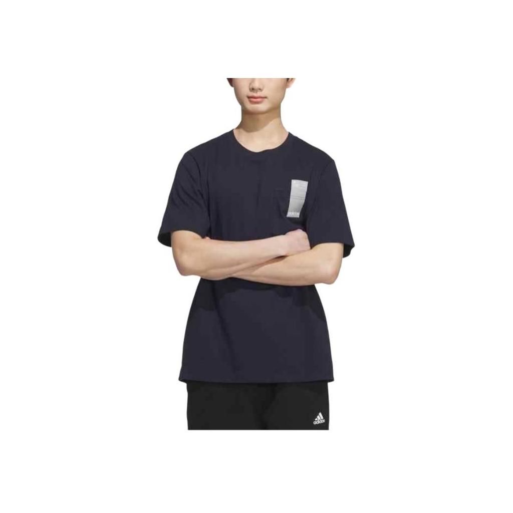 Adidas Crew Neck Casual Pocket Short Sleeve T-Shirt Unisex Tops Legend-Ink-Blue White JI9082