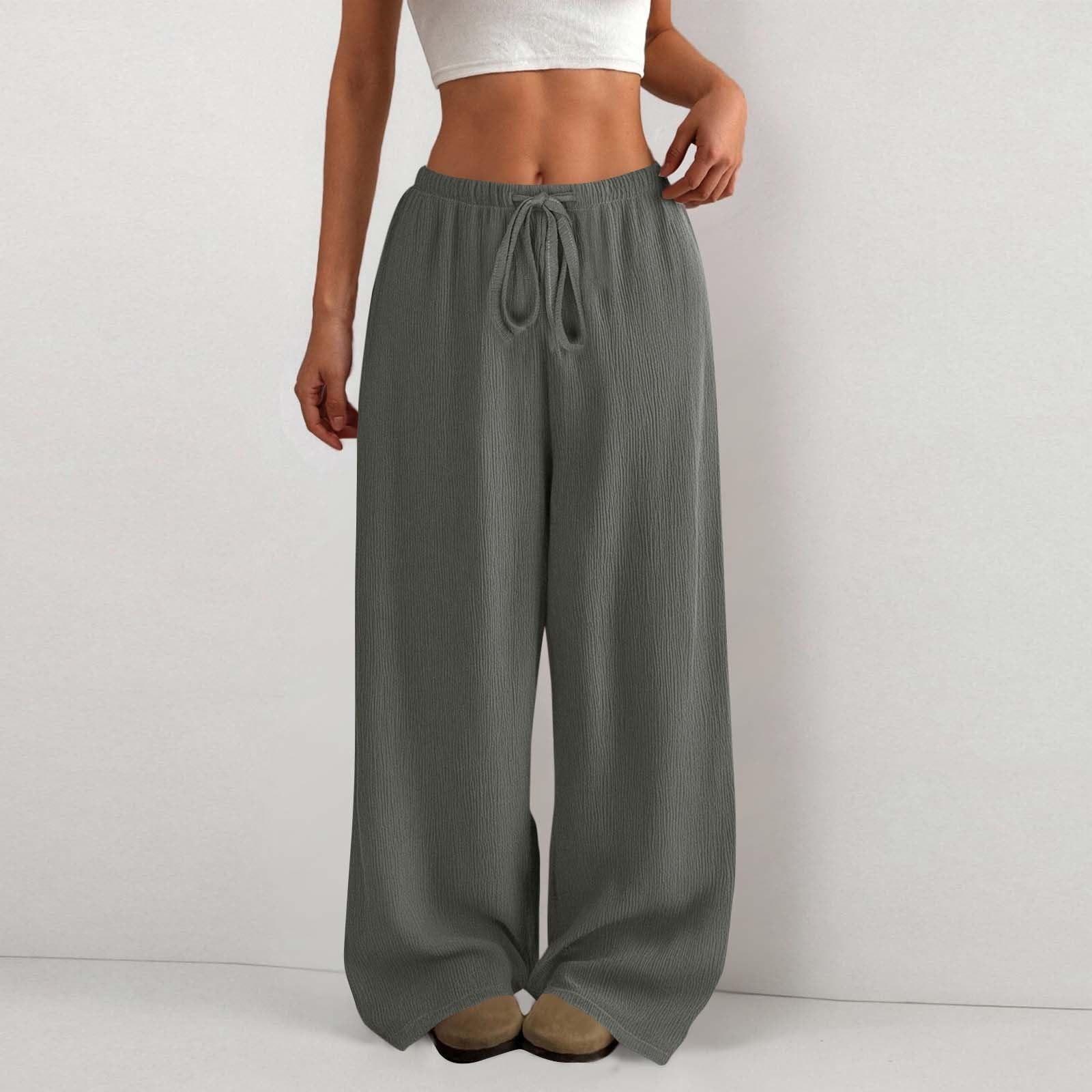 Womens pants high waist wide leg lounge pants for women loose fit drawstring casual Womens pants pants for women L