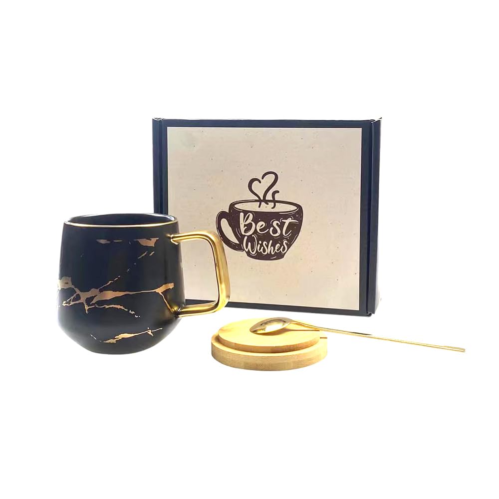 

Clapoyis Ceramic Coffee Mug with Lid and Gift Spoon, чёрный