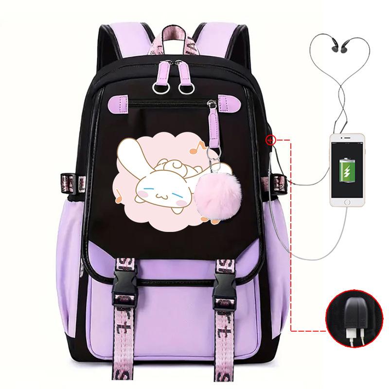 Pies z Dużymi Uszami Plecak Szkolny Męski i Damski Plecak dla Ucznia Szkoły Średniej Gimnazjum Styl College'owy Pasek do Plecaka Plecak Wielofunkcyjny USB