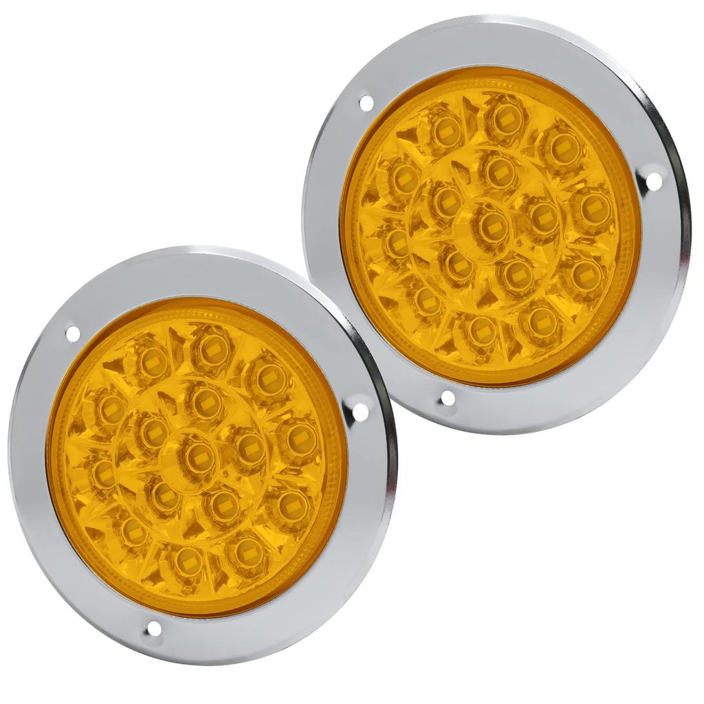 Biqing 16 LED Trailer Rear Brake Tail Light, Round Trailer Turn Signal Light Indicator