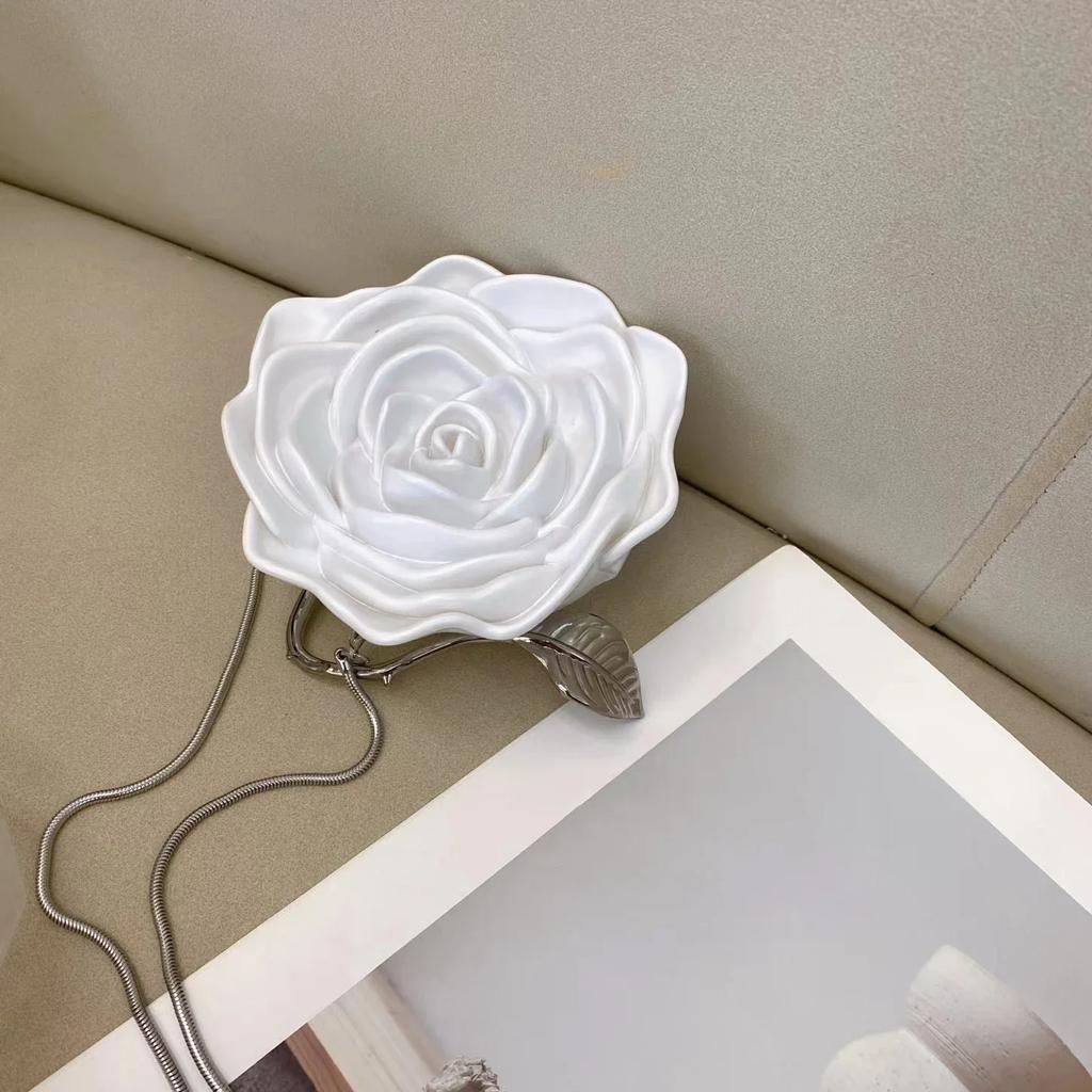 Luxury Rose Evening Bag Clutch 3D Flower Box Women Handbags Designer Wedding Purse Acrylic Shoulder Crossbody Bags for Women