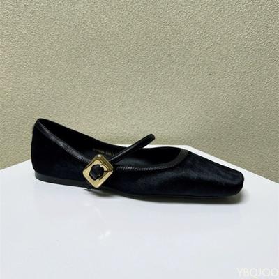Frühlings- und Herbstmode Neue quadratische Schnalle Flacher Boden Damenschuhe Leopardenmuster Flacher Ausschnitt Damen Einzelschuhe