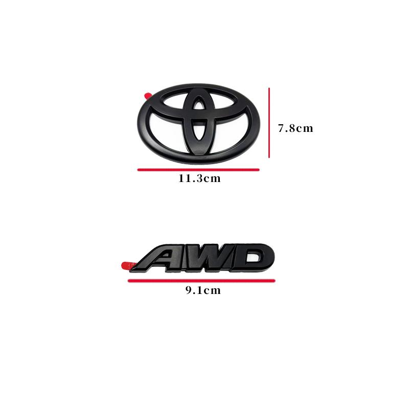 vdcp6 Juego de 4 Emblemas con Logotipo en Negro Mate ABS OVERLAY para TOYOTA RAV4 XLE XLE LIMITED 2019-2024, Adhesivo para Maletero, A