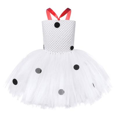 Kids Girls Christmas Halloween Cosplay Costume Dot Print Sleeveless Tulle Mesh Tutu Dress