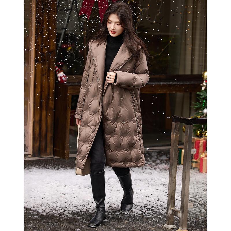 Demana "Winter Snow" Women's Mid-Length Hooded 90% Duck Down Pongee Jacket