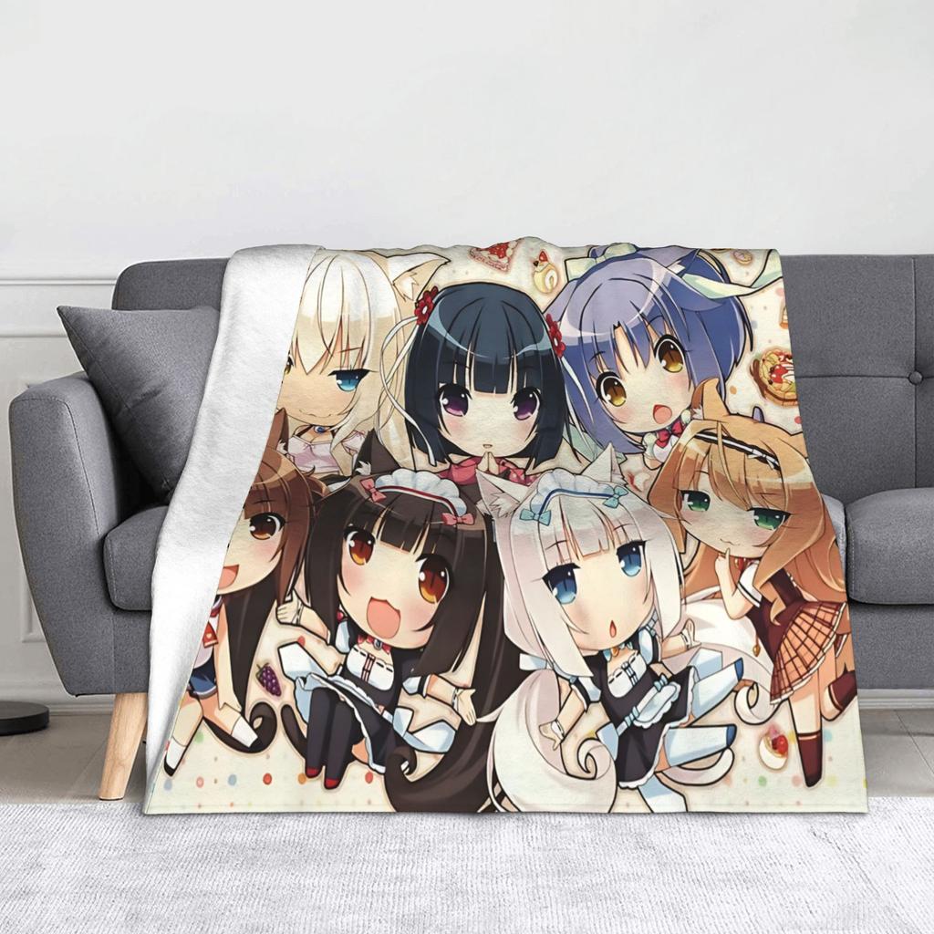 Anime Nekopara Cartoon Blanket Chocola Vanilla Maple Flannel Awesome Breathable Throw Blankets for Bedspread AutumnWinter
