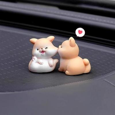 Kiss Face Rabbit Kitten Doll Car Decor Funny Resin Ducks Frogs Figurines Car Interior Dashboard Cute Car Accessories