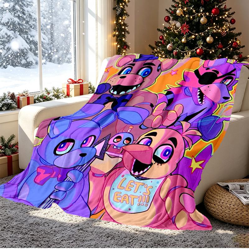 Five Nights At Freddy's Pattern Blanket for Home Decoration, Bed, Sofa, Car Travel, Camping, Suitable for All Seasons, Birthday Christmas Gift