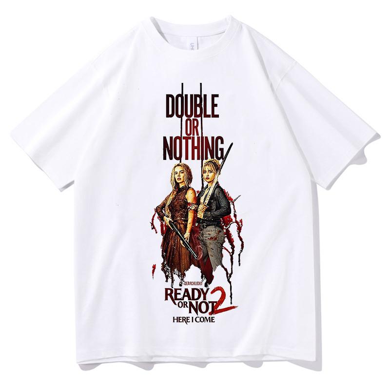 READY OR NOT 2 HERE T-Shirts Sommer Reines T-Shirt Mode Design Grafischer Druck T-Shirts Unisex Ästhetische Kleidung Streetwear