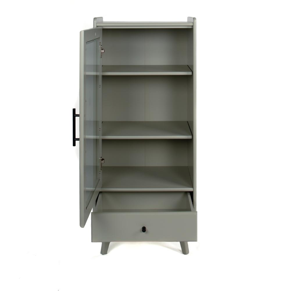 US STOCK Bathroom Storage Cabinet Floor Standing Cabinet With Glass Door Drawer Double Adjustable Shelves For Bathroom