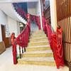 Burgundy Wedding Stair Handrail Drapes with Pull Flower Banners