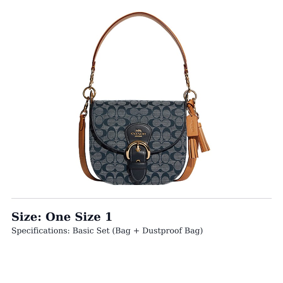 COACH Kleo Fabric With Cow Leather Saddle Bag, Shoulder Bag Medium Women's Blue & Taupe C8514-IMDEI