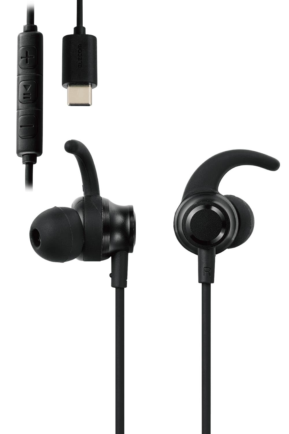 

ELECOM Volume with Ear Arms of Various Sizes with iPhone Black Type-C Earphones, Wired, Built-in DAC, Control, In-Ear Type, [Compatible 16e/16 Series] чорний