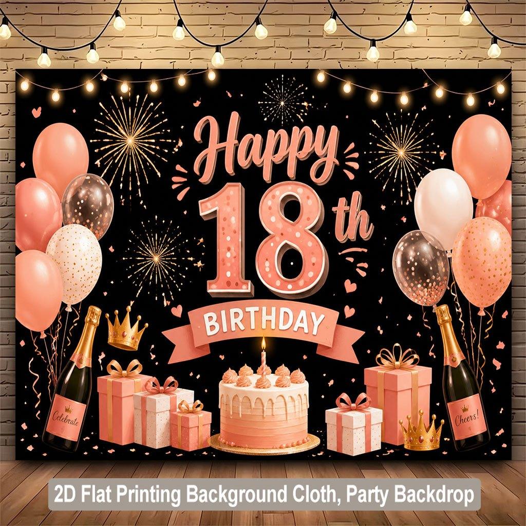 2D Flat Backdrop1pc Birthday Party Backdrop Banner Polyester Wall Decor For Living Room Bedroom Office Outdoor Decor Party Holiday Gift