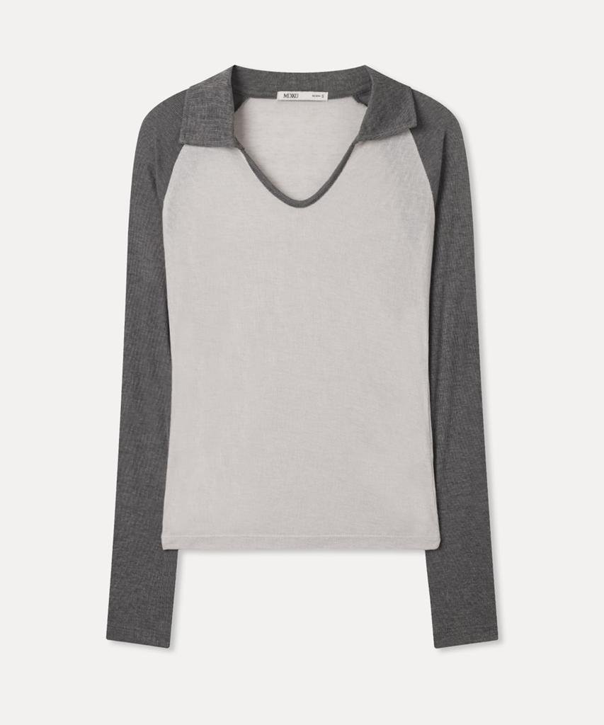 MIXXO Collared Contrast Long Sleeve T-Shirt_Miwlwg439A