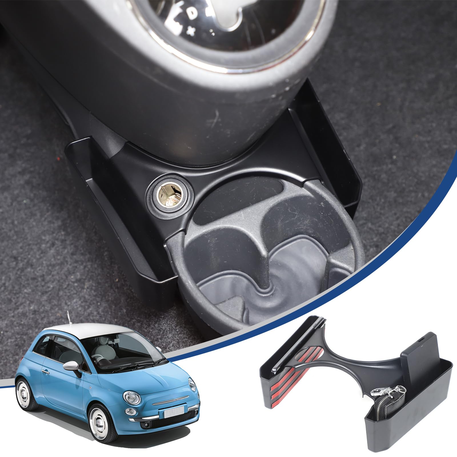 

Hcilloend Car Storage Box for New Fiat 500 Navigation System Storage Center Cup Holder Storage Cup Holder Storage Storage Made of Easy Car Interior чёрный