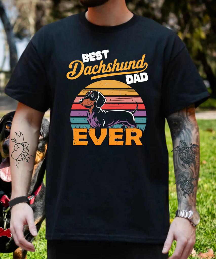 Best Dachshund Dad Ever T Shirt Funny Weiner Dog Unisex S Father Pet Parent Lover Cute Doggy