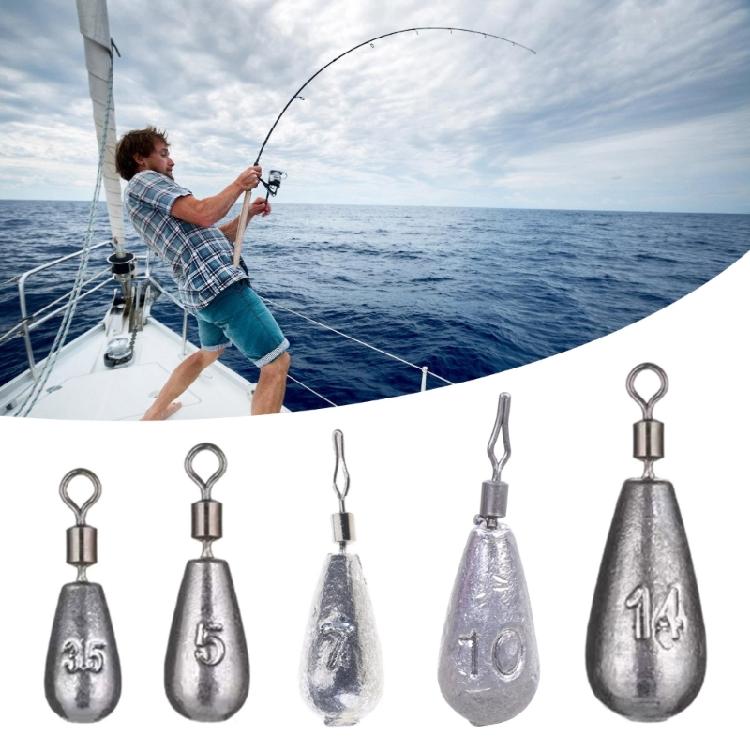 50pcs Bass Casting Fishing Weights Sinkers Fishing Tackle Accessories Fishing Bottom Sinkers Weight 360 Degree Rotating