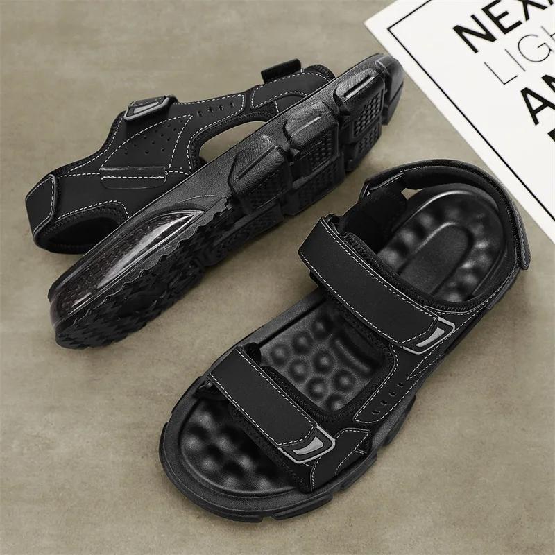 Men's Sports Sandals Summer New Outdoor Breathable Wear-resistant Soft Soled Beach Shoes Comfortable Lightweight Roman Shoes