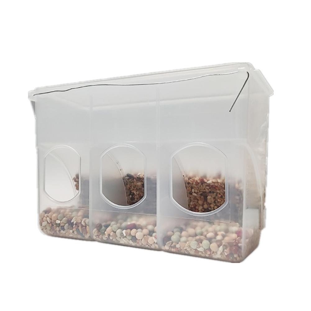 Quail Feeders Bird Feeders With Hook 3 Small Slots Rounded Design Waterproof Transparent Parrot Feeder For Bird Parakeet Quail