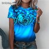 Love Heart Floral Pattern Women Fashion T-Shirts Summer Short Sleeve 3d Print Street Trend Ladies Tees Casual Tops